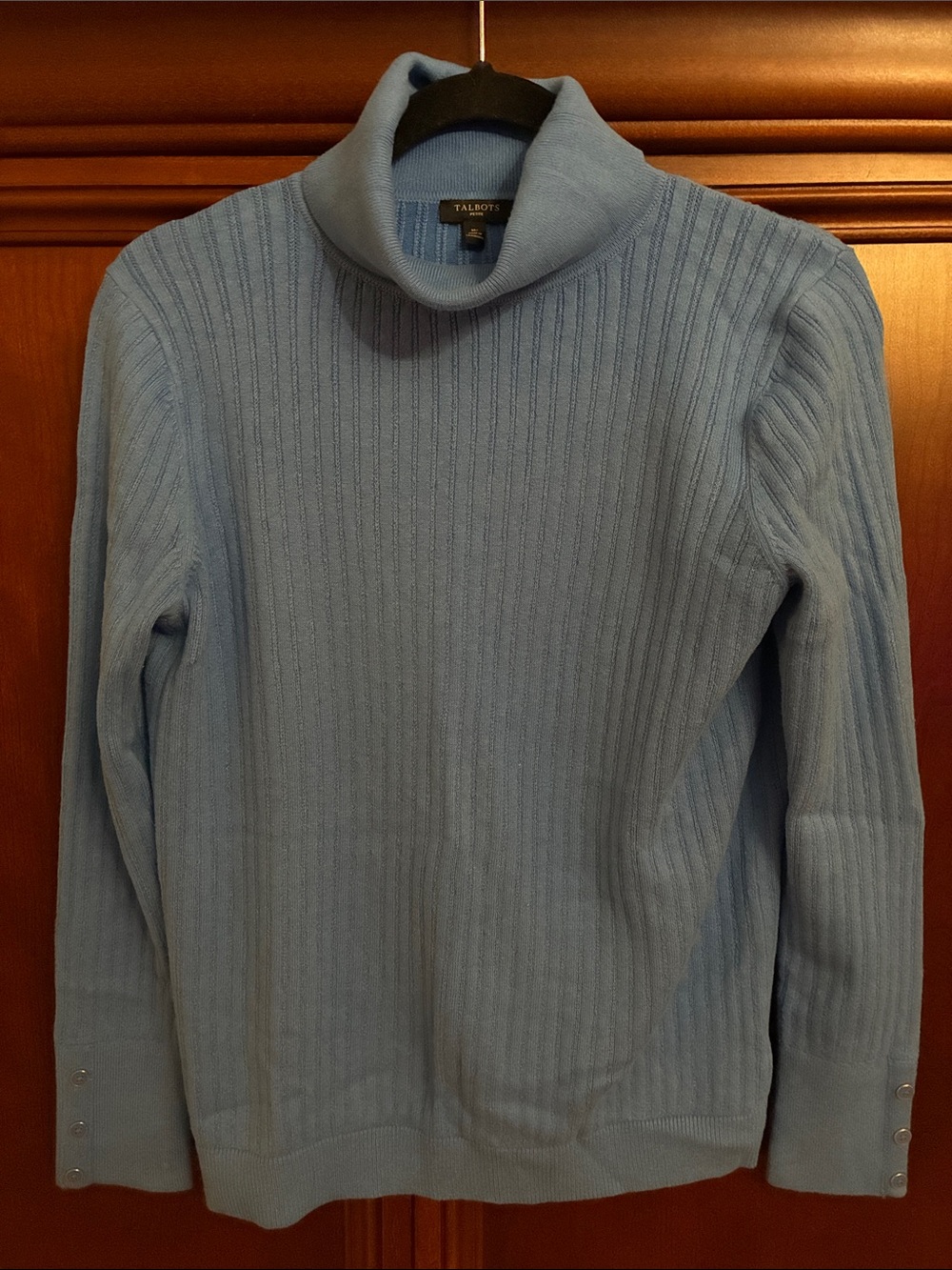 Talbots womens Light Blue Ribbed Turtleneck Sweater